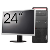 Pachet Calculator Second Hand LENOVO M800 Tower, Intel Core i3-6100 3.70GHz, 8GB DDR4, 500GB HDD, DVD-ROM + Monitor 24 Inch