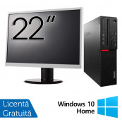 Pachet Calculator LENOVO M900 SFF, Intel Core i5-6500 3.20GHz, 8GB DDR4, 240GB SSD, DVD-RW + Monitor 22 Inch + Windows 10 Home, Refurbished Oferte Pachete IT
