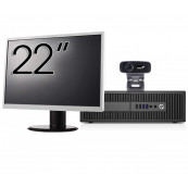 Pachet Calculator HP 800 G2 SFF, Intel Core i5-6500 3.20GHz, 8GB DDR4, 240GB SSD + Monitor 22 Inch + Webcam + Tastatura si Mouse, Second Hand Solutii de lucru pentru acasa sau scoala