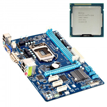 Placa de baza Gigabyte GA-H61MA-D2V, Socket 1155, mATX, Shield, Cooler + 8GB DDR3 + Procesor Intel Core i5-3330 3.00GHz, Second Hand Componente PC Second Hand 1