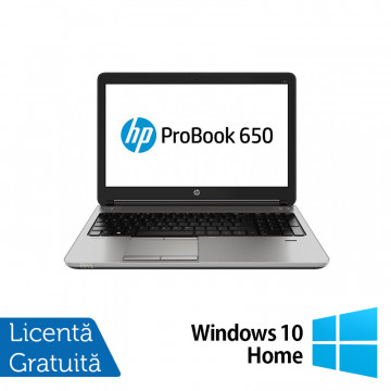 Laptop HP ProBook 650 G1, Intel Core i3-4000M 2.40GHz, 4GB DDR3, 500GB SATA, DVD-RW, 15.6 inch, Tastatura Numerica + Windows 10 Home Laptopuri Refurbished