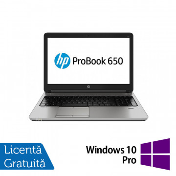 Laptop HP ProBook 650 G1, Intel Core i3-4000M 2.40GHz, 4GB DDR3, 500GB SATA, DVD-RW, 15.6 inch, Tastatura Numerica + Windows 10 Pro Laptopuri Refurbished