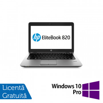 Laptop HP Elitebook 820 G2, Intel Core i5-5200U 2.20GHz, 8GB DDR3, 240GB SSD, Webcam, 12 Inch + Windows 10 Pro, Refurbished Intel Core i5