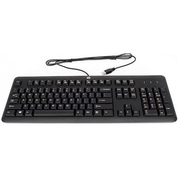 Tastatura HP Black USB, format UK English, QWERTY,  cu fir, noua Periferice