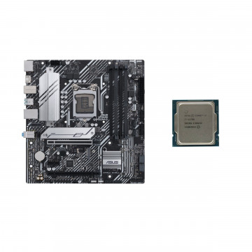 Placa de baza Second Hand Asus PRIME B560M-A, Socket LGA1200, mATX, Shield, Cooler + Procesor Intel Core i7-11700 2.50 - 4.90 GHz, 16MB Cache Placa de baza + Procesor 1