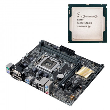 Placa de baza Asus H110M-K, Socket 1151, mATX, Shield, Cooler + Procesor Intel Pentium G4400, Second Hand Componente PC Second Hand 1