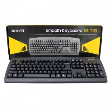 Tastatura A4Tech, 104 taste concave, USB, Neagra Periferice