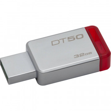 Stick memorie USB 3.0 Kingston DataTraveler 50, 32GB, Metal/Red Periferice
