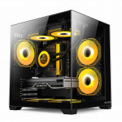 Carcasa Pro Gaming Ambra Black, Cube Tower, M-ATX, fara sursa, 5x ARGB FAN, Controller ARGB, Second Hand Calculatoare