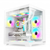Carcasa Pro Gaming Ambra White, Cube Tower, M-ATX, fara sursa, 5x ARGB FAN, Controller ARGB, Second Hand Calculatoare