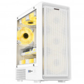 Carcasa PRO GAMING Vision WHITE, Middle Tower, M-ATX, Fara Sursa, 4X RGB FAN, Second Hand Calculatoare