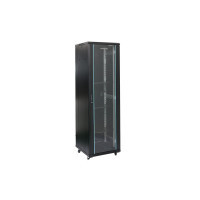 Rack 27U 600x600, montare pe podea, usa din sticla, panouri laterale detasabile si securizate, dezasamblat, culoare negru RAL 9004, DATEUP