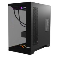 Carcasa PC OptimX TITAN 2SG, Dual-View Glass Cube Tower, ATX, AirFlow 2+6 ventilatoare ARGB incluse, Controller PWM + Telecomanda, fara sursa, USB 3.0, USB Type-C, Negru 