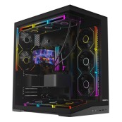 Carcasa PC OptimX TITAN 2SG, Dual-View Glass Cube Tower, Negru