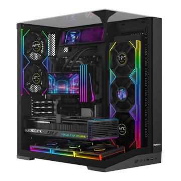 Carcasa PC OptimX TITAN 3SG, Panoramic Glass Cube Tower cu 8 Ventilatoare ARGB 1