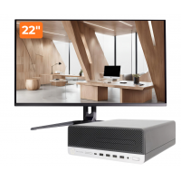 Pachet PC Second Hand HP ProDesk 600 G4 SFF, Intel Core i5-8500 3.00 - 4.10GHz, 8GB DDR4, 256GB NVMe SSD + Monitor 22"