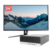 Pachet PC Second Hand HP ProDesk 600 G4 SFF, Intel Core i5-8500 3.00 - 4.10GHz, 8GB DDR4, 256GB NVMe SSD + Monitor 24"