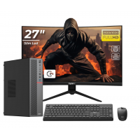 Calculator OptimX T5 SFF cu procesor Intel Core i3-9100, 8GB DDR4, 256GB SSD, Win11 Pro și Monitor Curbat 27" FHD, IPS, LED + kit tastatura si mouse Pro KM500 cu fir