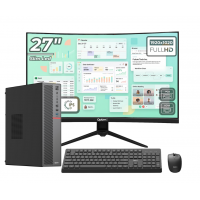 Calculator OptimX T5 SFF, Intel Pentium Gold G4400, 8GB DDR4, 256GB SSD, Win10 Pro și Monitor Curbat 27" FHD, IPS, LED + kit tastatura si mouse Pro KM500 cu fir