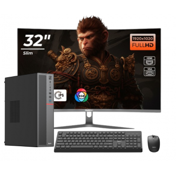 Pachet Complet Birou OptimX T5 SFF cu procesor Intel Core i5-9400, 8GB DDR4, 256GB SSD, Win11 Pro și Monitor Curbat 32" FHD, IPS, LED + kit tastatura si mouse Pro KM500 cu fir Calculatoare Noi 1