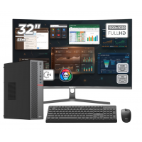 Pachet Office Premium OptimX T5 SFF, Intel Core i3-10100, 16GB DDR4, 1TB SSD, Win11 Pro și Monitor Curbat 32" FHD, IPS, LED + kit tastatura si mouse Pro KM500 cu fir