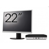 Pachet Calculator Refurbished HP EliteDesk 800 G3 Mini PC, Intel Core i7-7700T 2.90 - 3.80GHz, 8GB DDR4, 256GB SSD, Wi-Fi + Monitor 22 Inch + Windows 10 Home