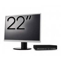 Pachet Calculator Refurbished HP ProDesk 400 G6 Mini, Intel Core i5-10500T 2.30 - 3.80GHz, 8GB DDR4, 256GB SSD + Monitor 22 Inch + Windows 10 Pro