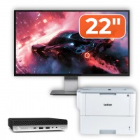 Pachet Calculator Second Hand HP ProDesk 600 G5 Mini, Intel Core i5-8500T 2.10 - 3.50GHz, 8GB DDR4, 256GB SSD + Monitor 22" & Imprimanta Brother HL-L6300DW