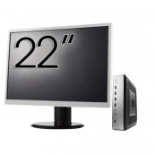 Pachet PC Second Hand HP T730 Thin Client, AMD RX-427BB 2.70-3.60GHz, 8GB DDR3, 32GB SSD Flash + Monitor 22" Calculator + Monitor 22"