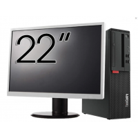Pachet Refurbished Calculator Lenovo M710 SFF, Intel Core i3-6100 3.70GHz, 8GB DDR4, 256GB SSD + Monitor 22 Inch + Windows 10 Pro