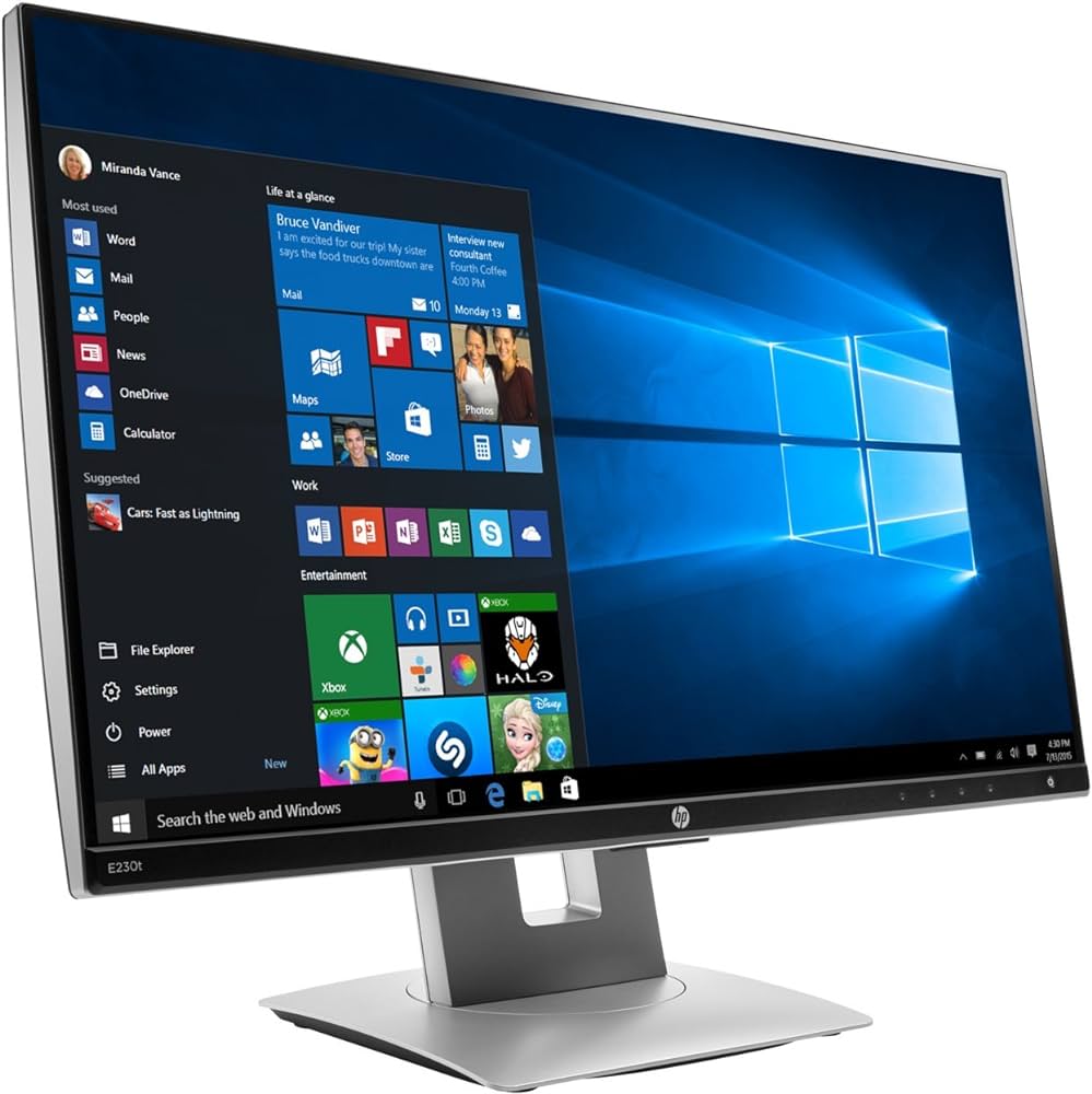 Monitor Second Hand HP E230T, 23 Inch Full HD IPS Touchscreen, VGA, HDMI, DisplayPort, USB