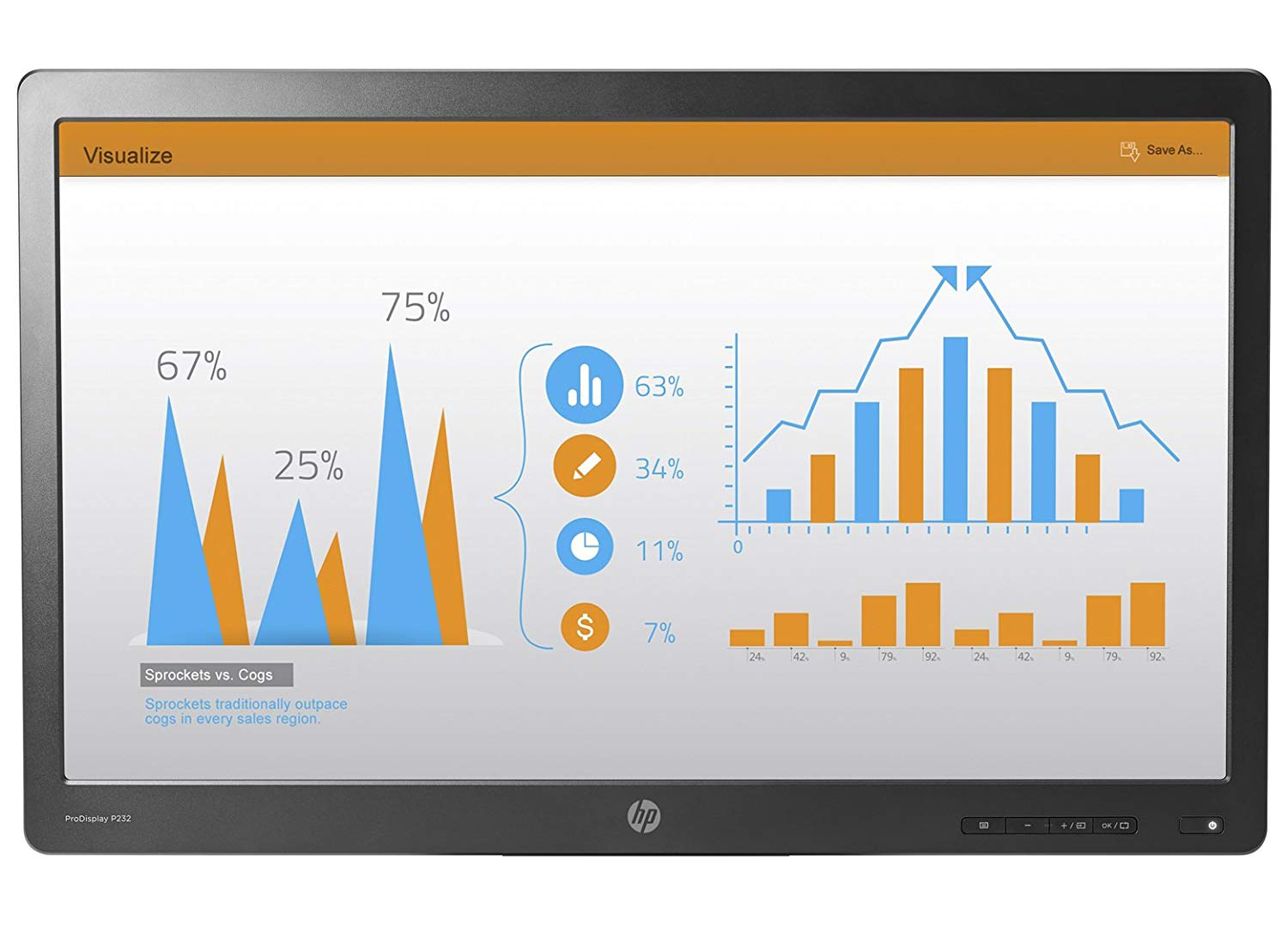 Monitor HP P232, 23 Inch, Full HD LED, VGA, DisplayPort, Fara Picior