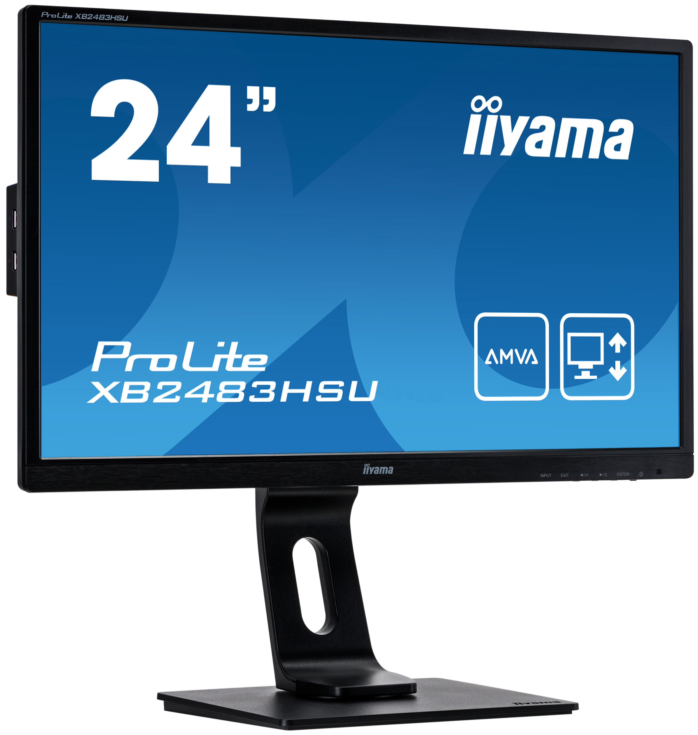 Monitor second hand iiyama xb2483hsu, 24 inch full hd, vga, dvi, display port, usb