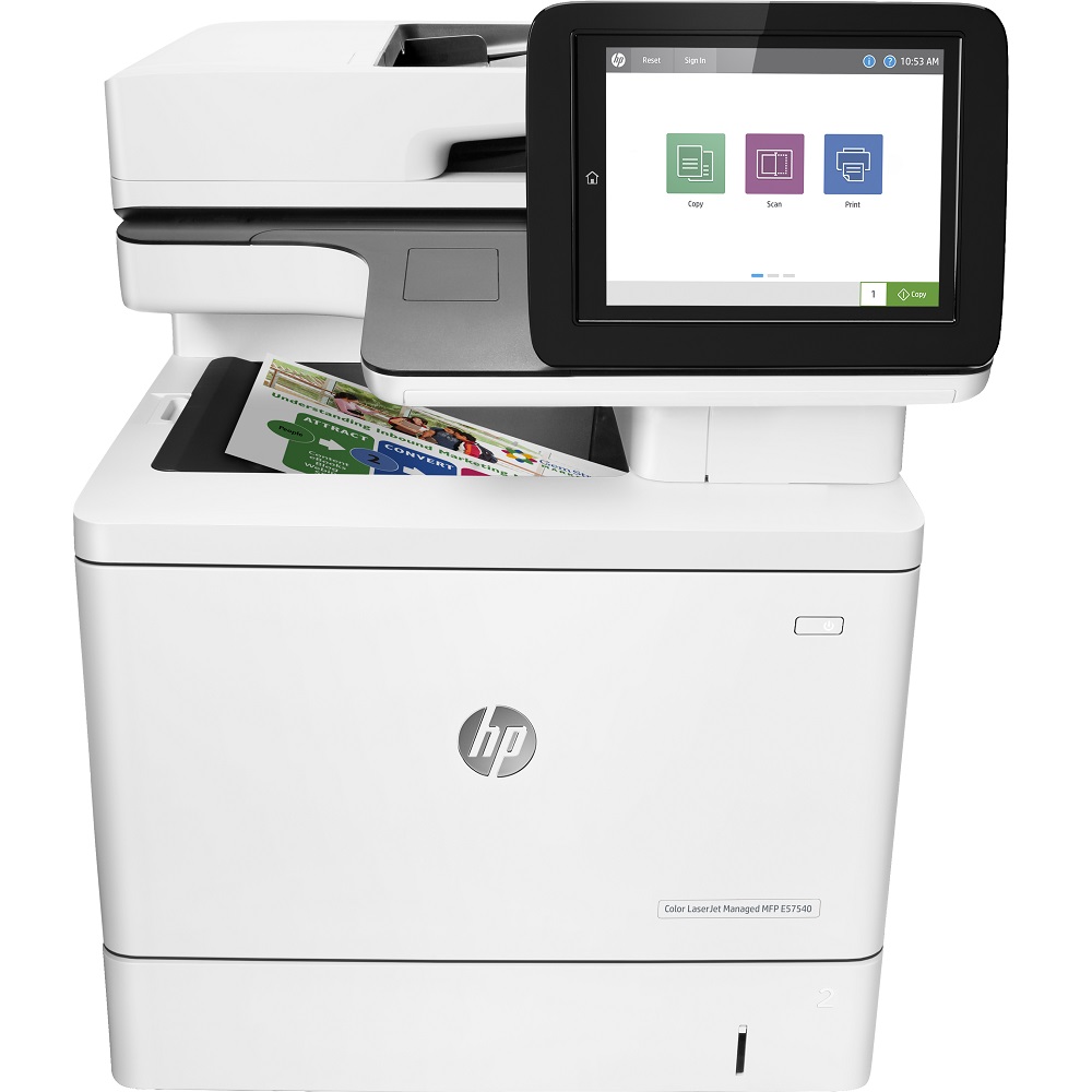 Multifunctionala Second Hand Laser Color HP E57540DN, A4, 38 ppm, 1200 x 1200 dpi, Duplex, Copiator, Scanner, USB, Retea