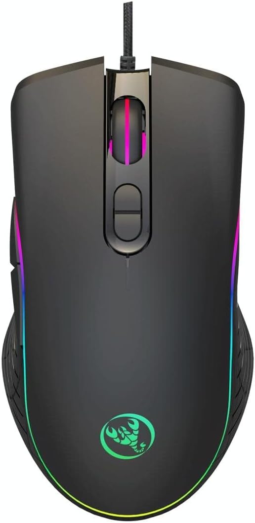 Mouse Nou pentru Gaming, HXSJ A867, 6400dpi, 7 Butoane, RGB, Negru, Cu Fir