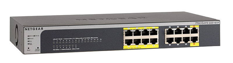 Switch Second Hand Smart Ethernet NETGEAR GS516TP, 16-Port Gigabit, 8PoE Ports/2 PD Ports