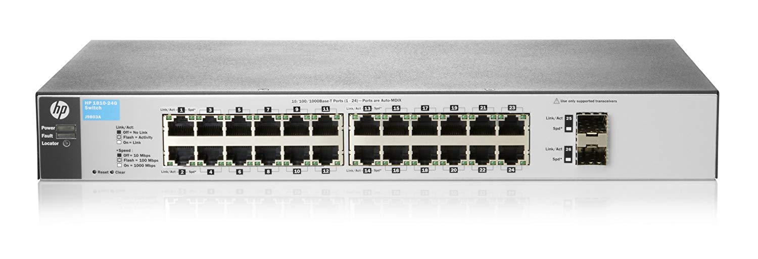 Switch HP 1810-24G v2 J9803A, Managed, 24 porturi Gigabit + 2 porturi SFP