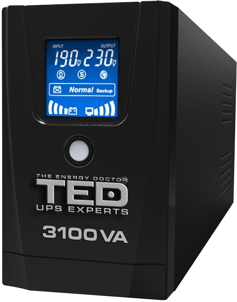 UPS TED Line Interactive 3100VA/1800W, display LCD, 3x Schuko