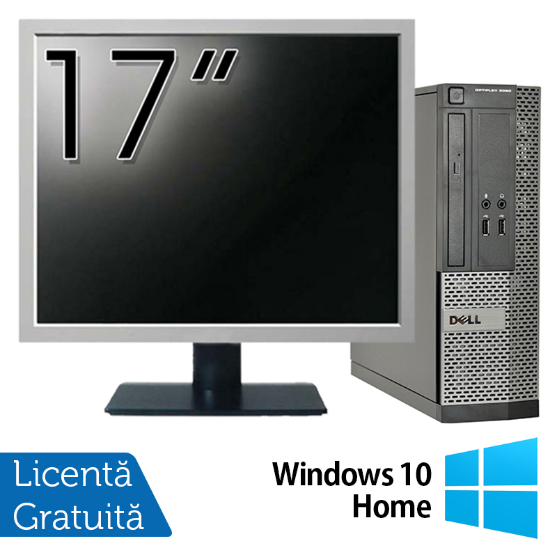 Calculator dell optiplex 3020 sff, intel pentium g3220 3.00ghz, 4gb ddr3, 500gb sata, dvd-rw + monitor 17 inch + windows 10 home