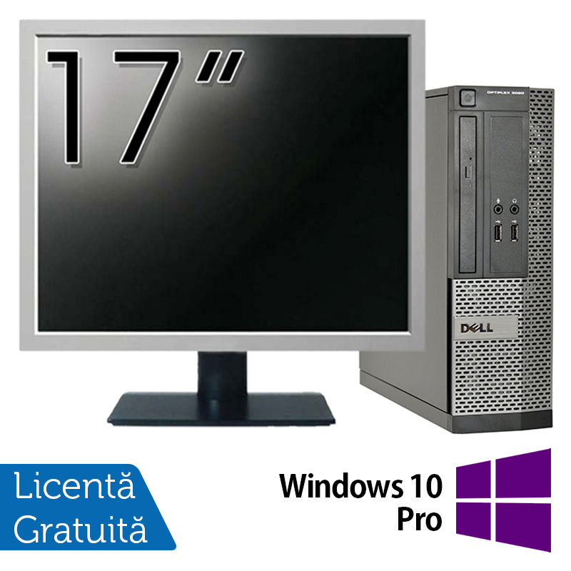 Calculator dell optiplex 3020 sff, intel pentium g3220 3.00ghz, 4gb ddr3, 500gb sata, dvd-rw + monitor 17 inch + windows 10 pro