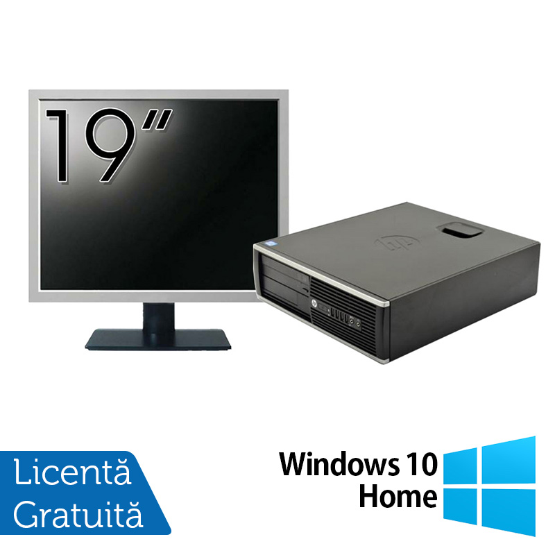 Pachet Calculator HP 6300 SFF, Intel Core i3-2120 3.30GHz, 4GB DDR3, 250GB SATA, 1 Port Serial + Monitor 19 Inch + Windows 10 Home