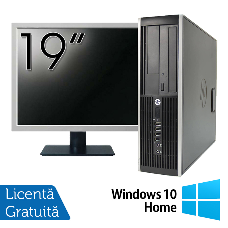 Pachet Calculator HP 8200 SFF, Intel Pentium G850 2.90GHz, 4GB DDR3, 250GB SATA, DVD-RW + Monitor 19 Inch + Windows 10 Home