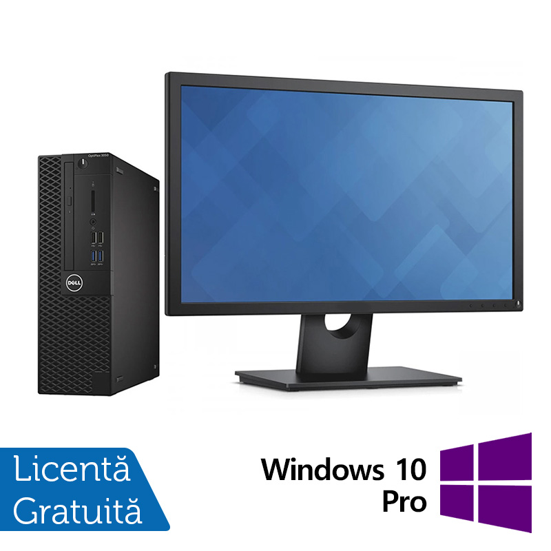 Pachet calculator refurbished dell optiplex 3050 sff, intel core i5-7500 3.40ghz, 16gb ddr4, 240gb ssd, dvd-rom + monitor 22 inch + windows 10 pro