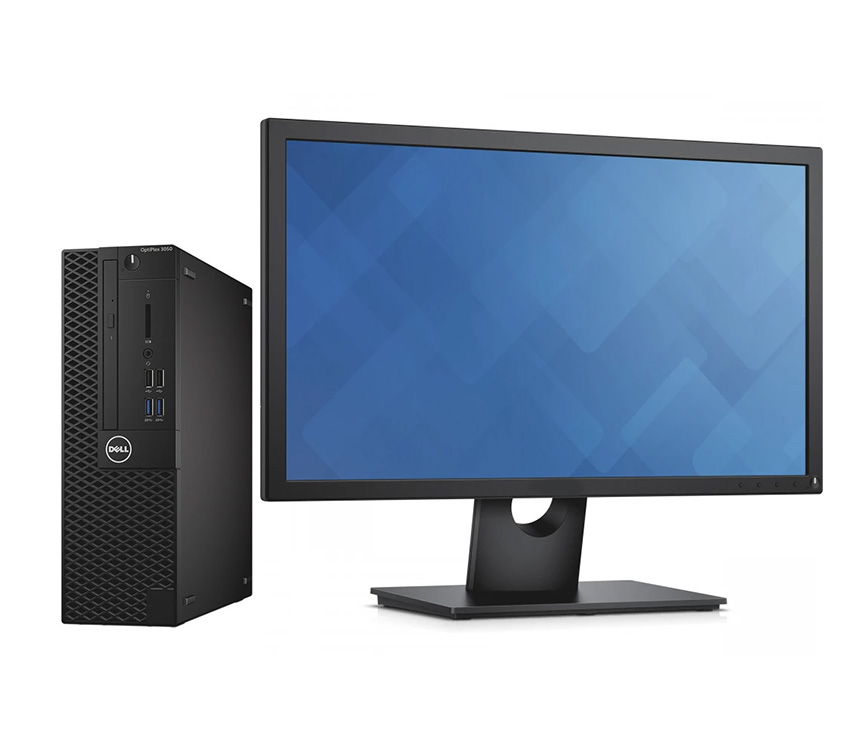 Pachet calculator second hand dell optiplex 3050 sff, intel core i5-7500 3.40ghz, 16gb ddr4, 240gb ssd, dvd-rom + monitor 22 inch