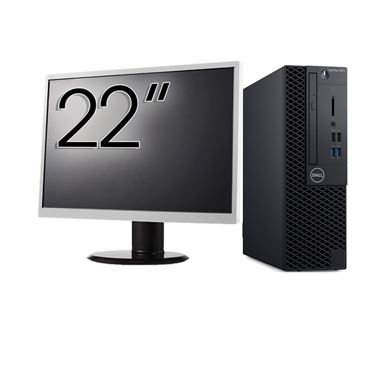 Pachet calculator second hand dell optiplex 3070 sff, intel core i5-9500 3.00 - 4.40ghz, 8gb ddr4, 256gb ssd + monitor 22 inch