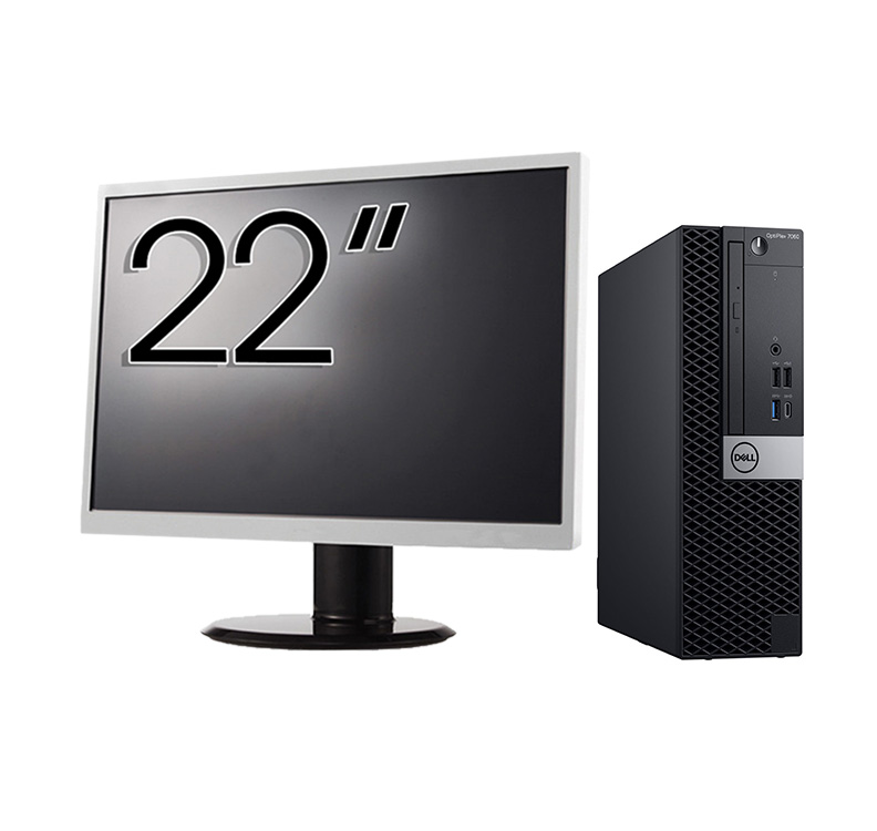 Pachet calculator second hand dell optiplex 7060 sff, intel core i5-8500 3.00 - 4.10ghz, 8gb ddr4, 256gb ssd + monitor 22 inch
