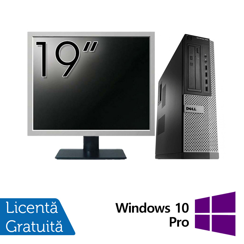 Pachet calculator dell optiplex 990 desktop, intel i5-2400 3.10ghz, 8gb ddr3, 240gb ssd, dvd-rom + monitor 19 inch + windows 10 pro