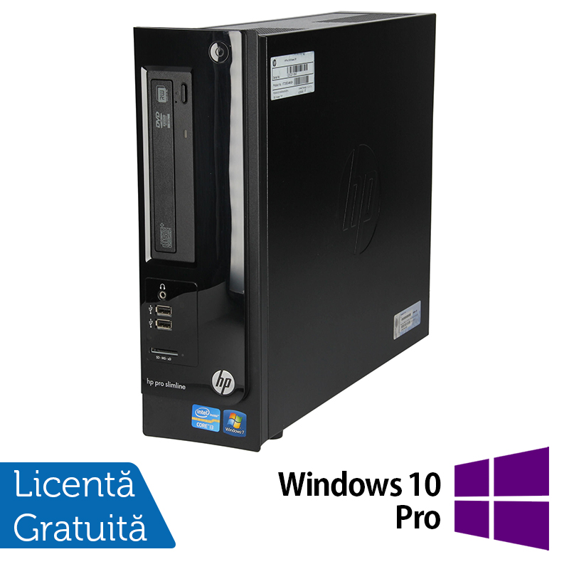Calculator hp pro 3300 sff, intel core i3-2100 3.10ghz, 4gb ddr3, 500gb sata, dvd-rw + windows 10 pro