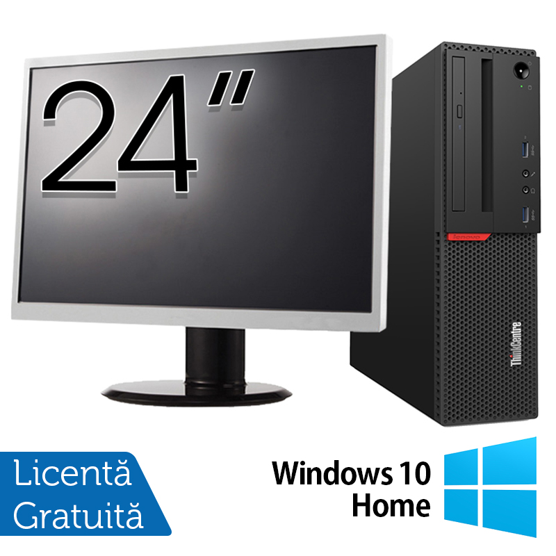Pachet calculator lenovo m900 sff, intel core i5-6500 3.20ghz, 8gb ddr4, 256gb ssd + monitor 24 inch + windows 10 home