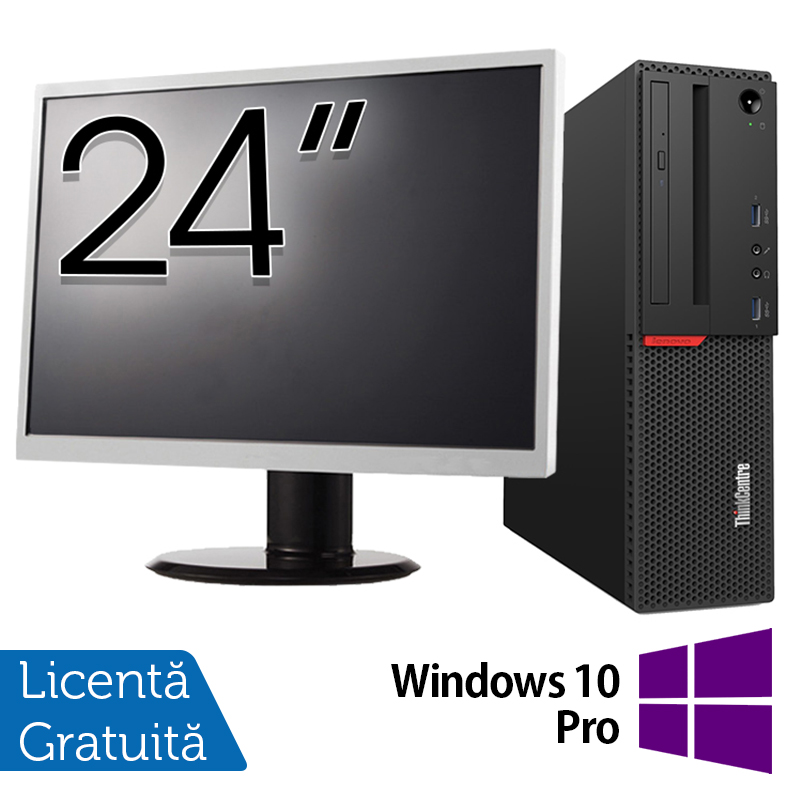 Pachet calculator lenovo m900 sff, intel core i5-6500 3.20ghz, 8gb ddr4, 256gb ssd + monitor 24 inch + windows 10 pro